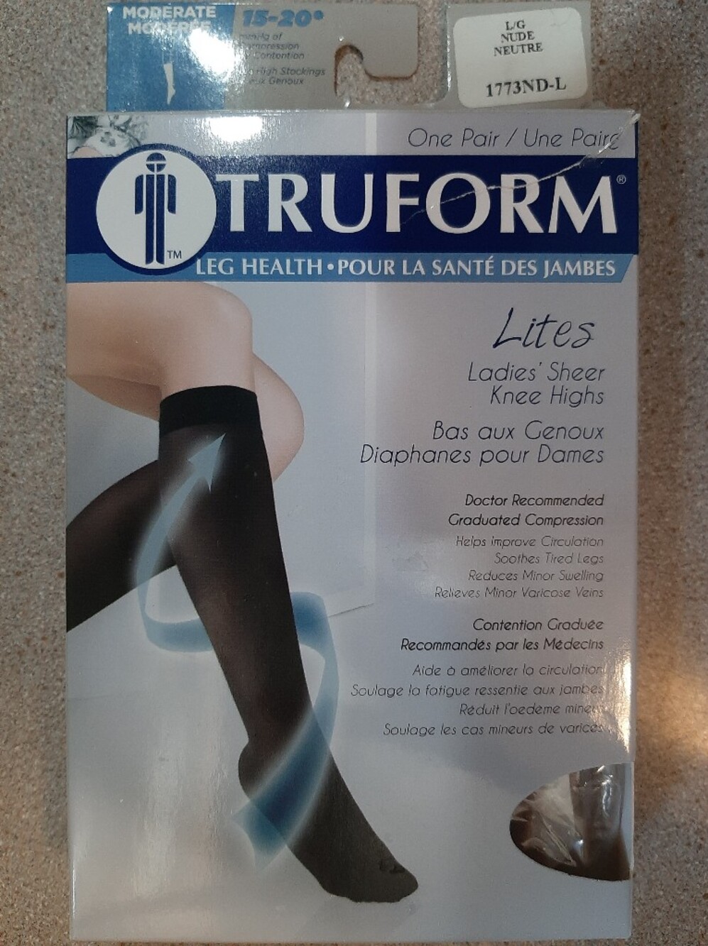 Truform Moderate 15-20 mmHg Knee High Compression Stockings Nude Size Large
